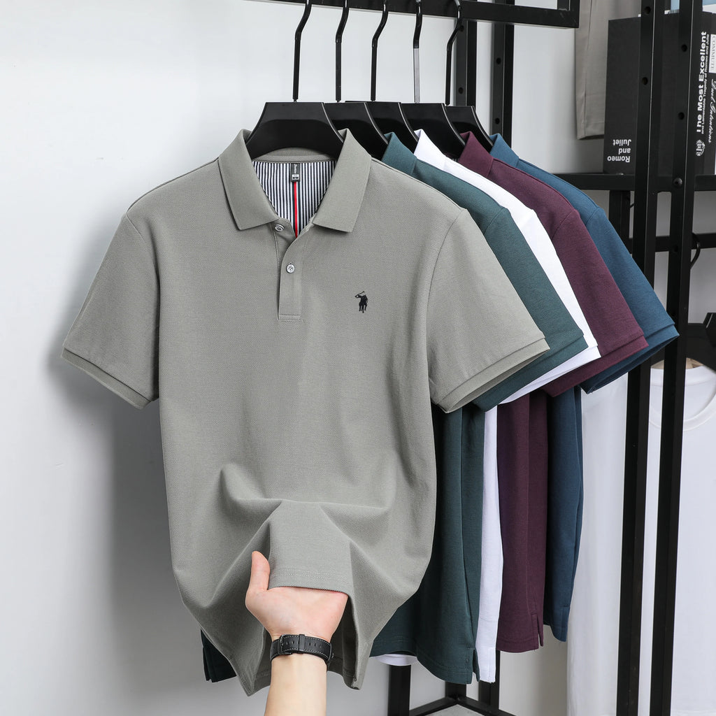 100% pure cotton fashionable men's shortsleeved polo shirt summer new business casual top exquisite brand pony embroidery Tshirt