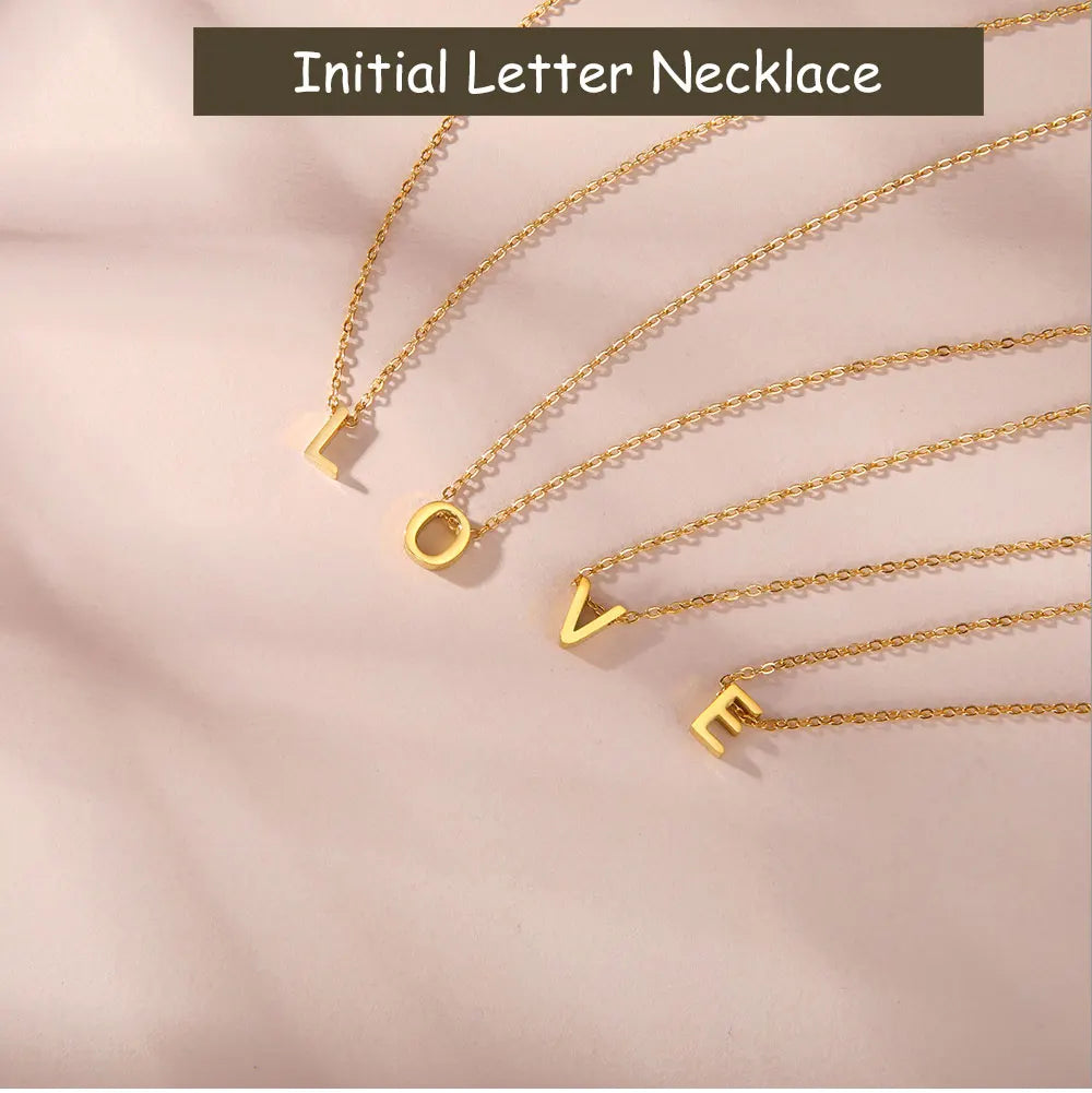 Initial Letter Pendant Necklace A-Z — Gold & Silver