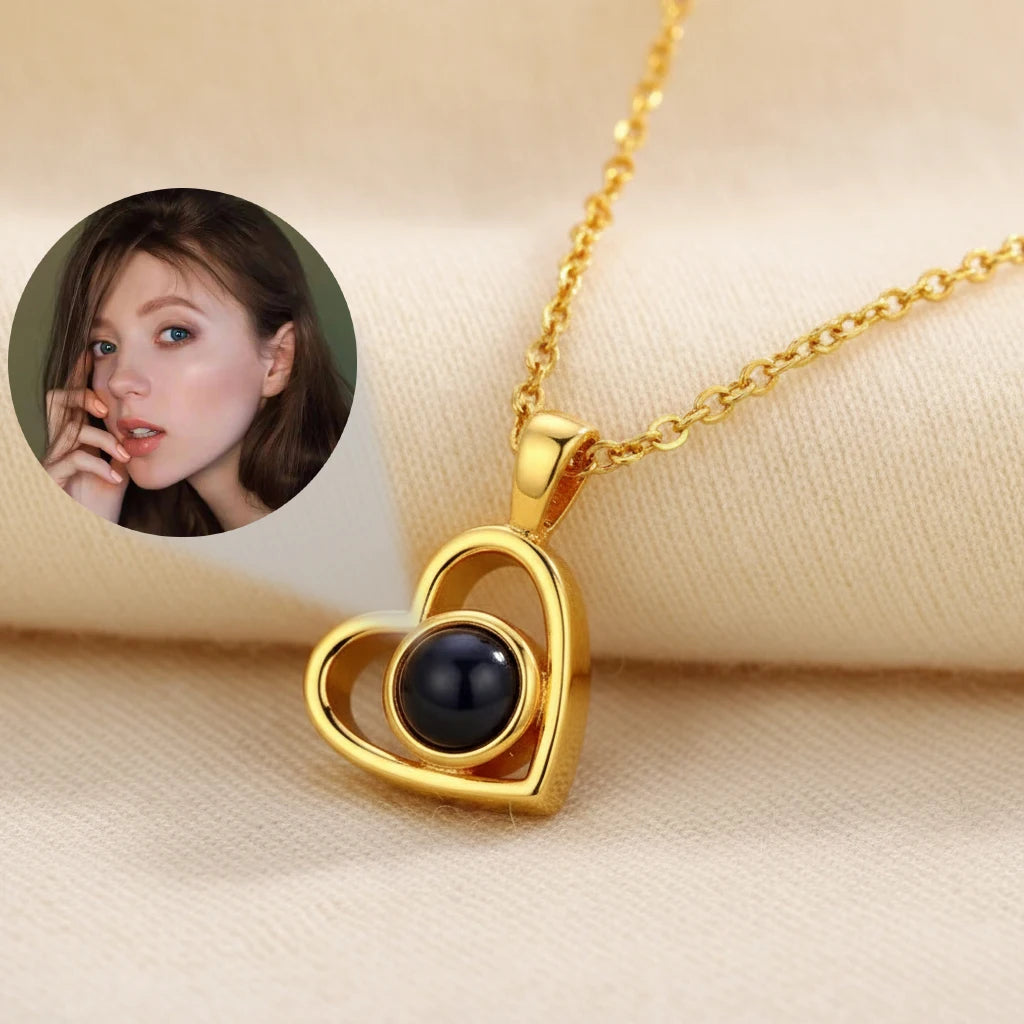 Personalised Photo Projection Necklace — Heart Pendant