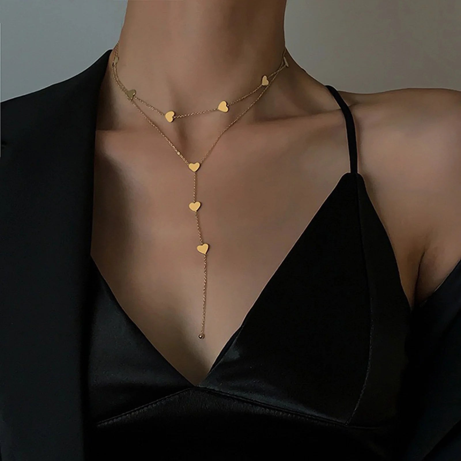 Heart & Butterfly Y-Necklace — Simple Sweater Chain
