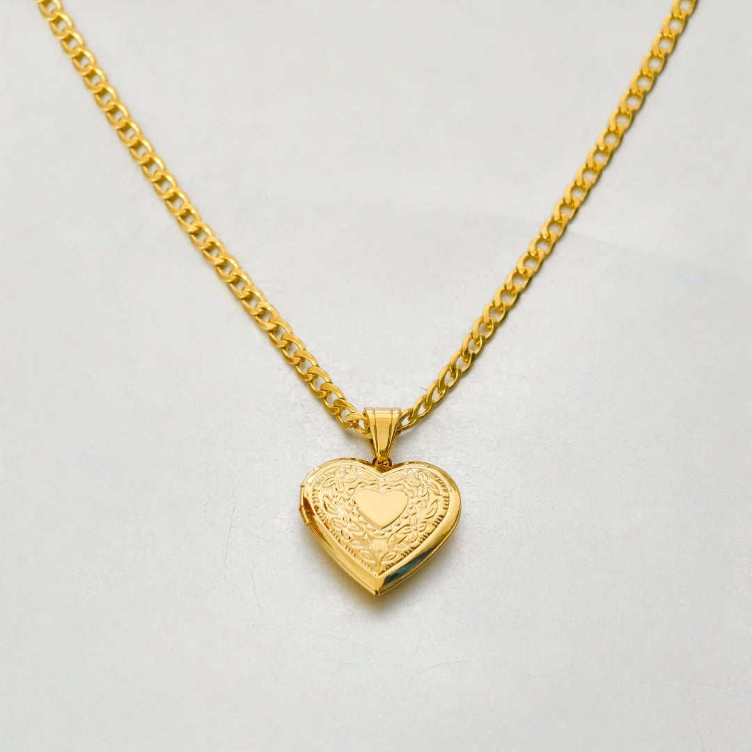 Heart Locket Pendant Necklace — Gold & Silver