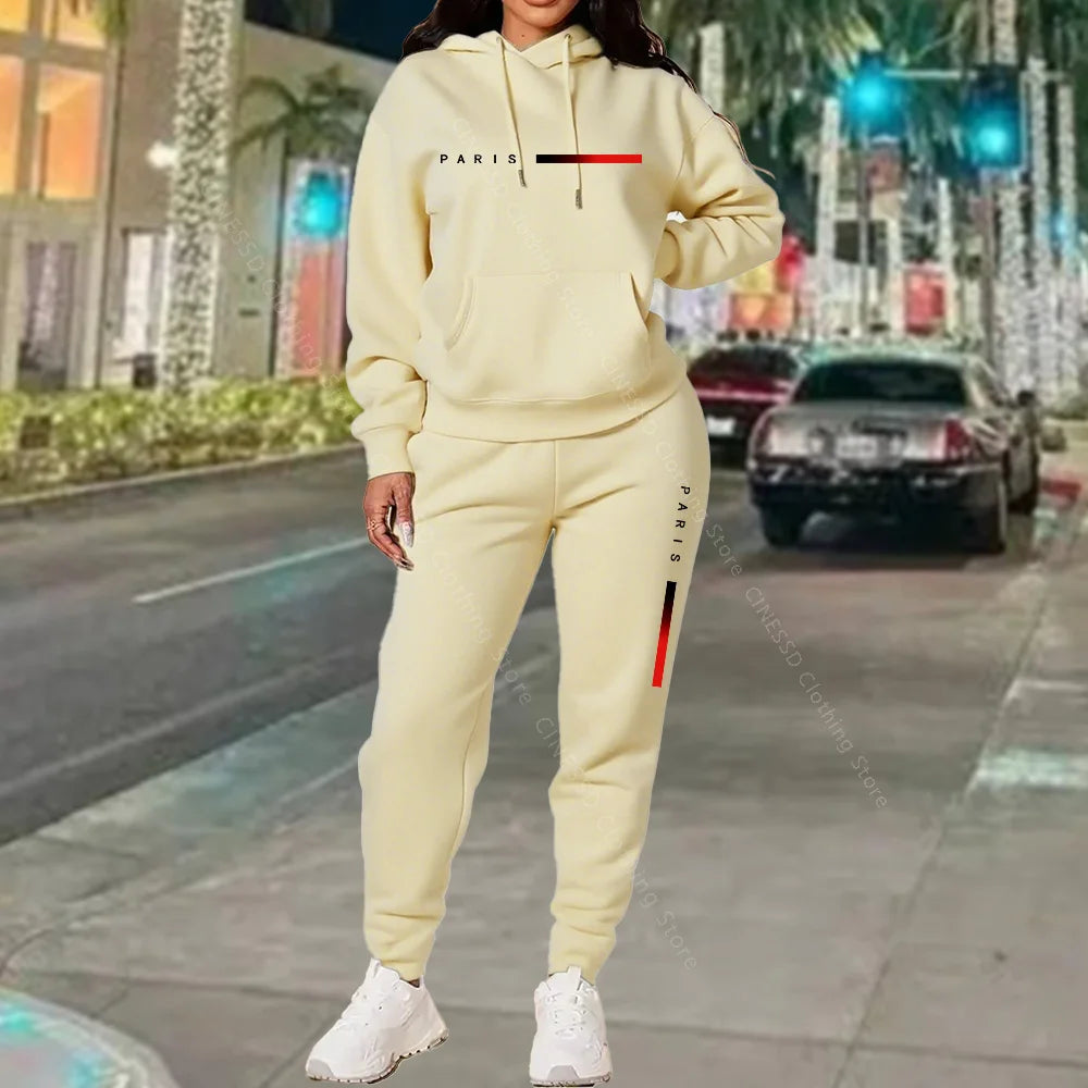 Women's Paris Print Hoodie & Jogger Set