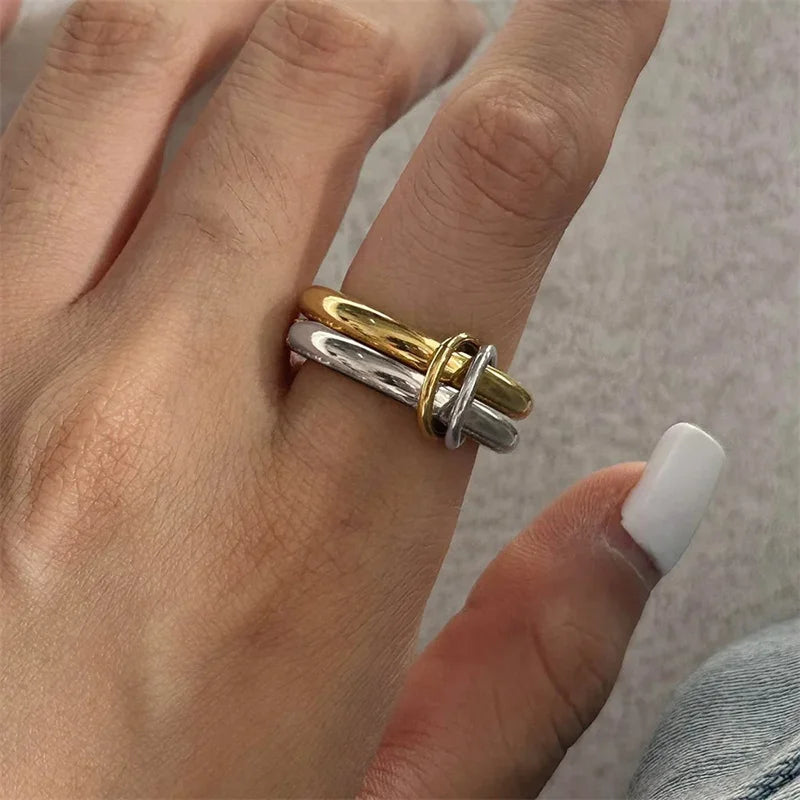 Two-Tone Stacking Ring Set — Four Rings, One Look