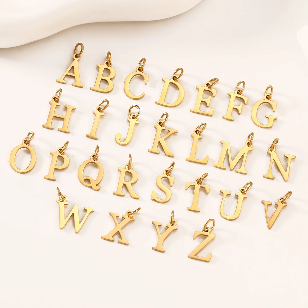 5pcs Stainless Steel Initial Letter Charms A-Z — Gold & Silver