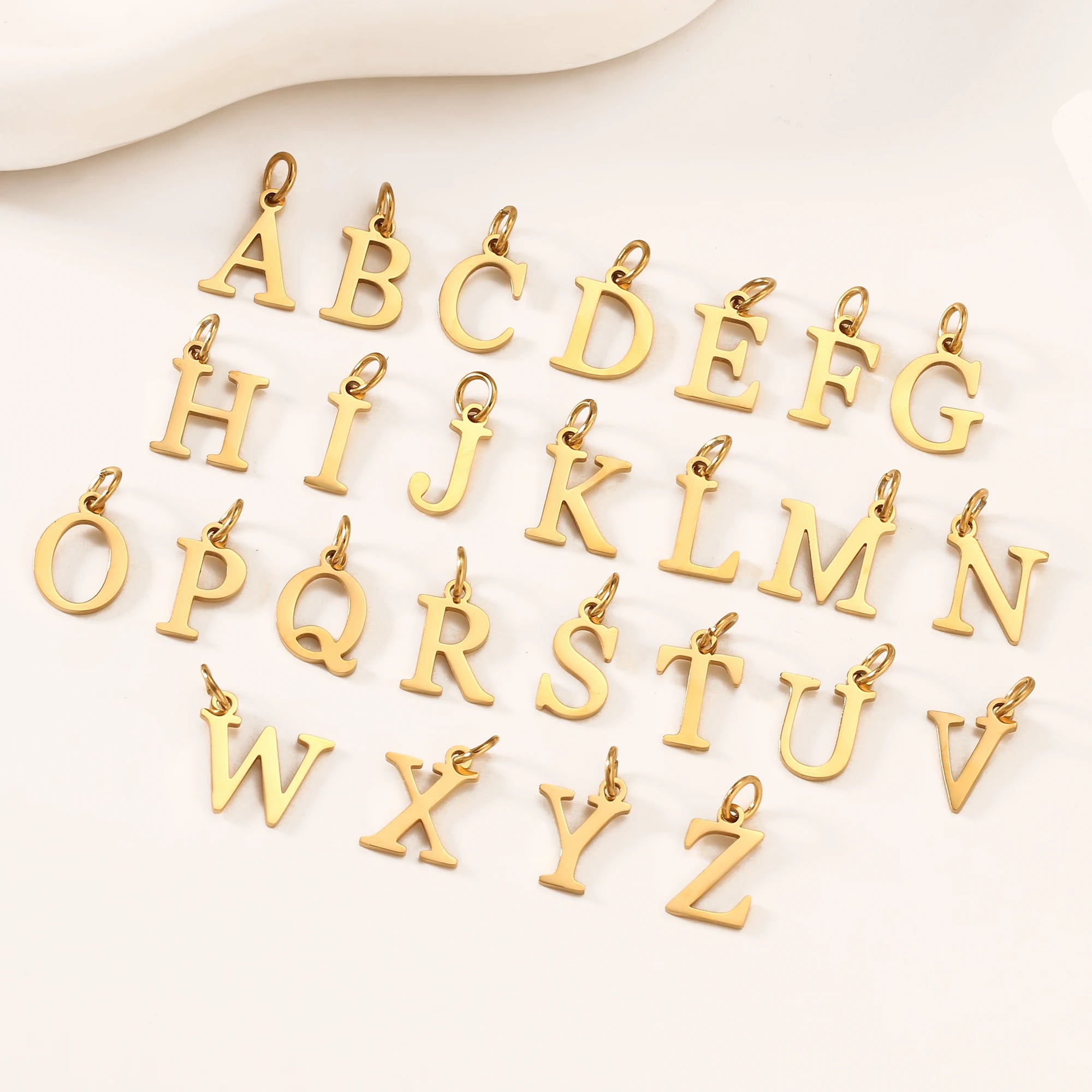 5pcs Stainless Steel Initial Letter Charms A-Z — Gold & Silver