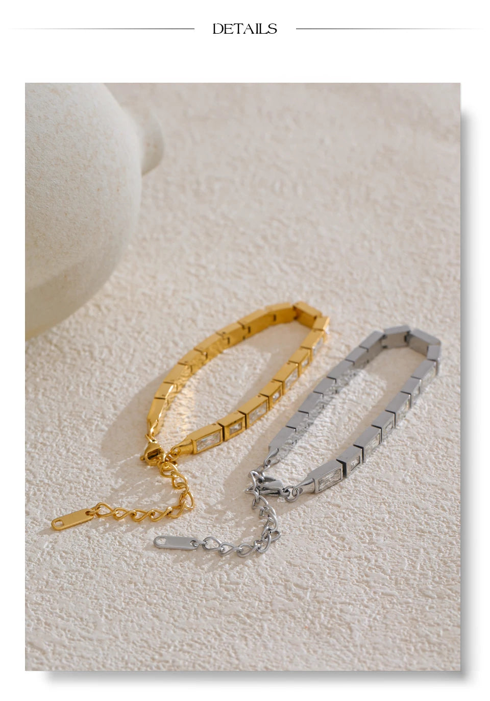 Premium Cubic Zirconia Chain Bracelet — Waterproof Stainless Steel