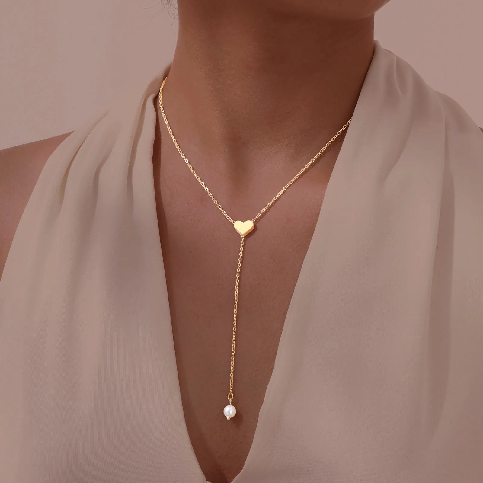 Heart & Butterfly Y-Necklace — Simple Sweater Chain