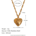 Hollow Heart Photo Box Pendant Necklace — 18K Gold Plated