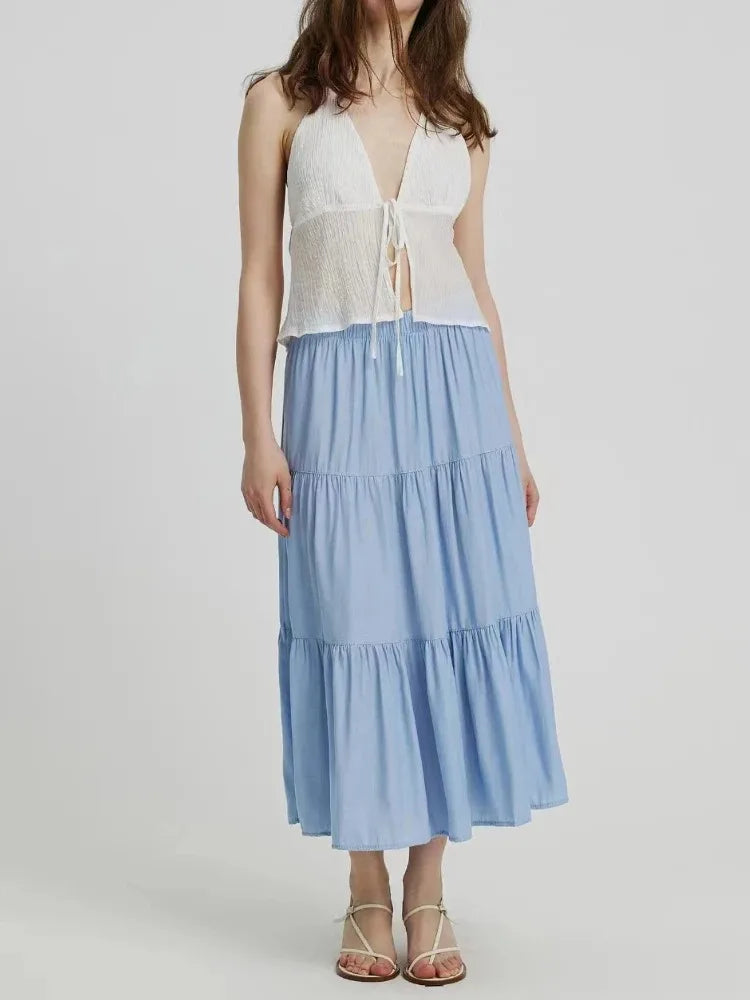 Women's Vintage A-Line Cake Skirt – High Waist Midi Skirt