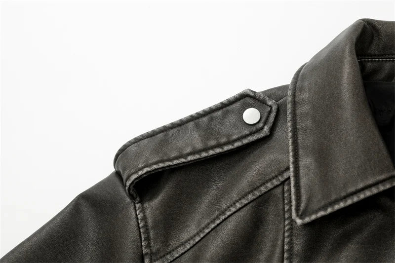 Women's Washed Leather Jacket – Vintage Belted Coat