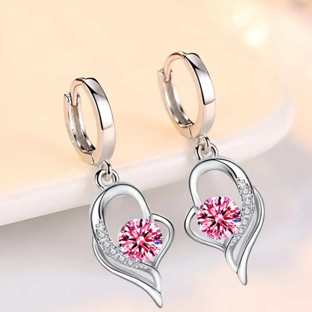 925 Sterling Silver Crystal Zircon Stud Earrings — Multi-Colour