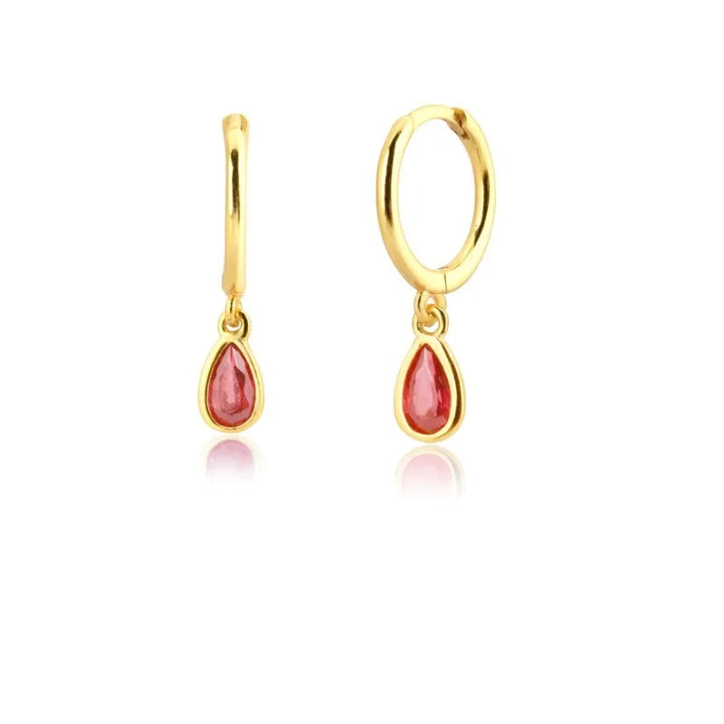 Multicolor Zircon Water Drop Hoop Earrings