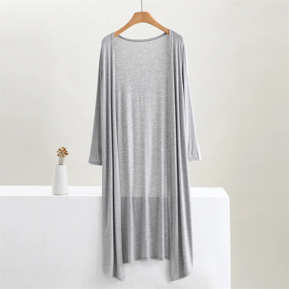 Women's Modal Long Cardigan – Lightweight Casual Coat, 12 Colours