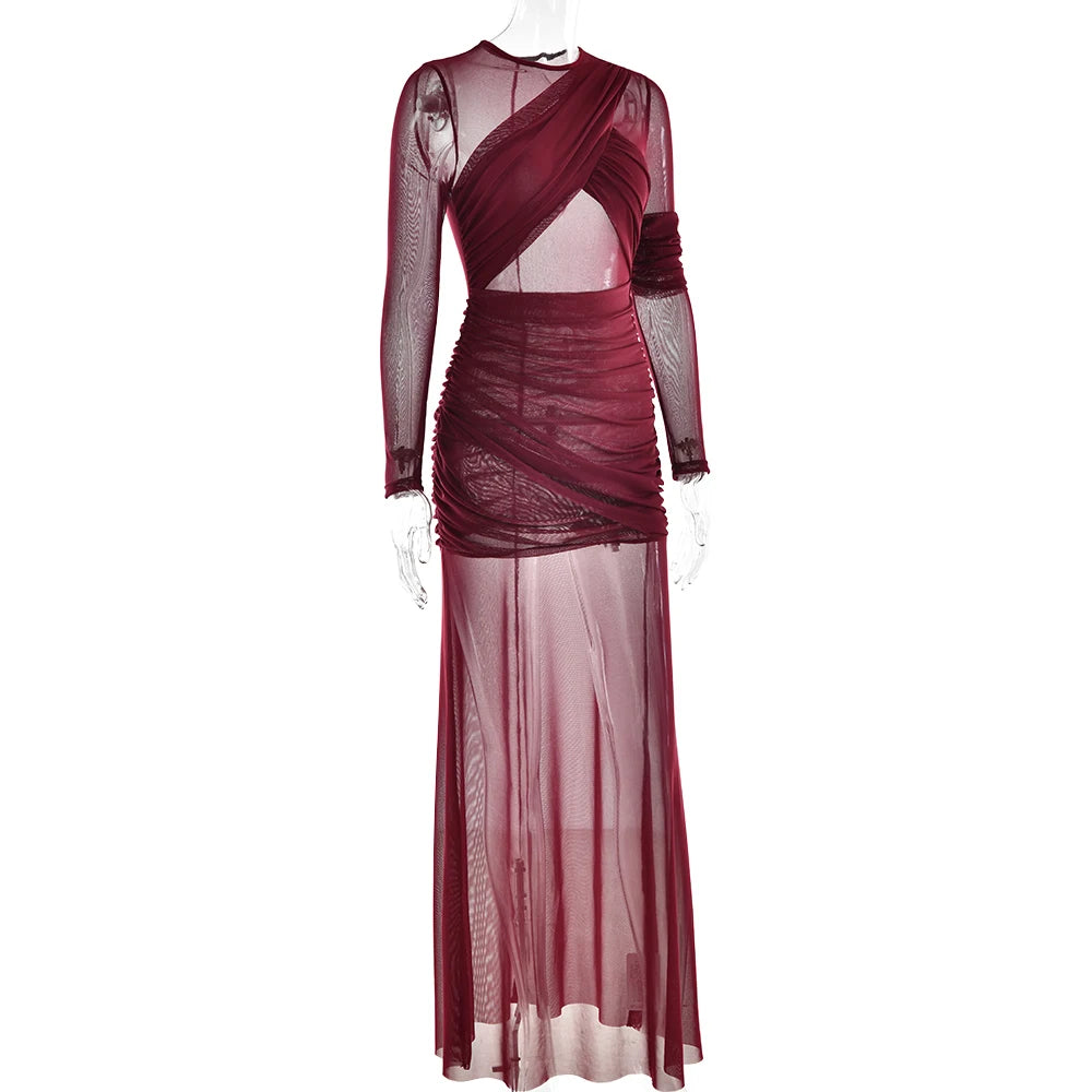 Women's Mesh Patchwork Bodycon Evening Dress