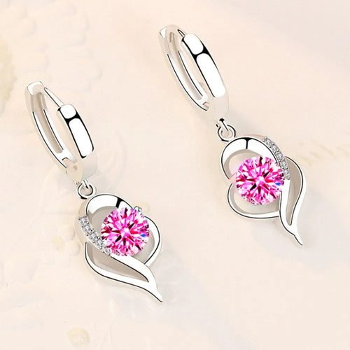 925 Sterling Silver Crystal Zircon Stud Earrings — Multi-Colour