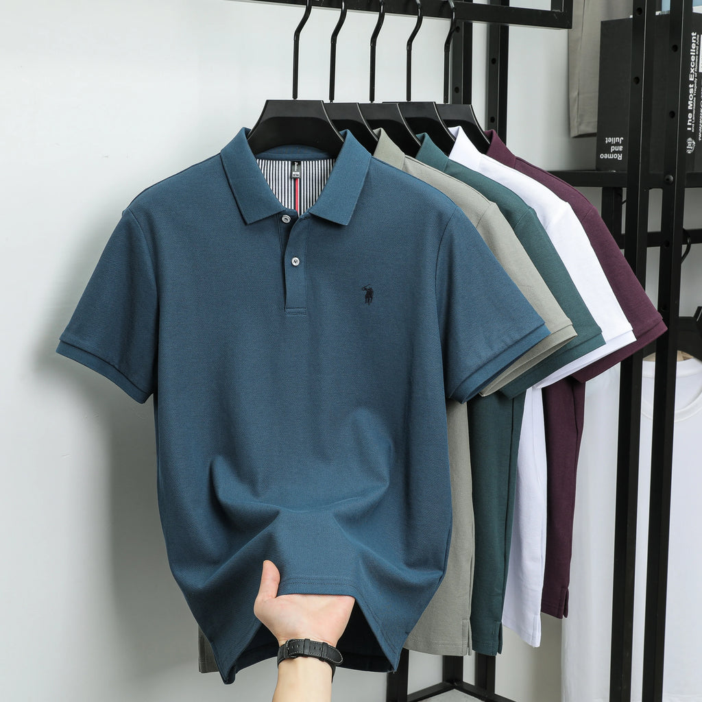 100% pure cotton fashionable men's shortsleeved polo shirt summer new business casual top exquisite brand pony embroidery Tshirt