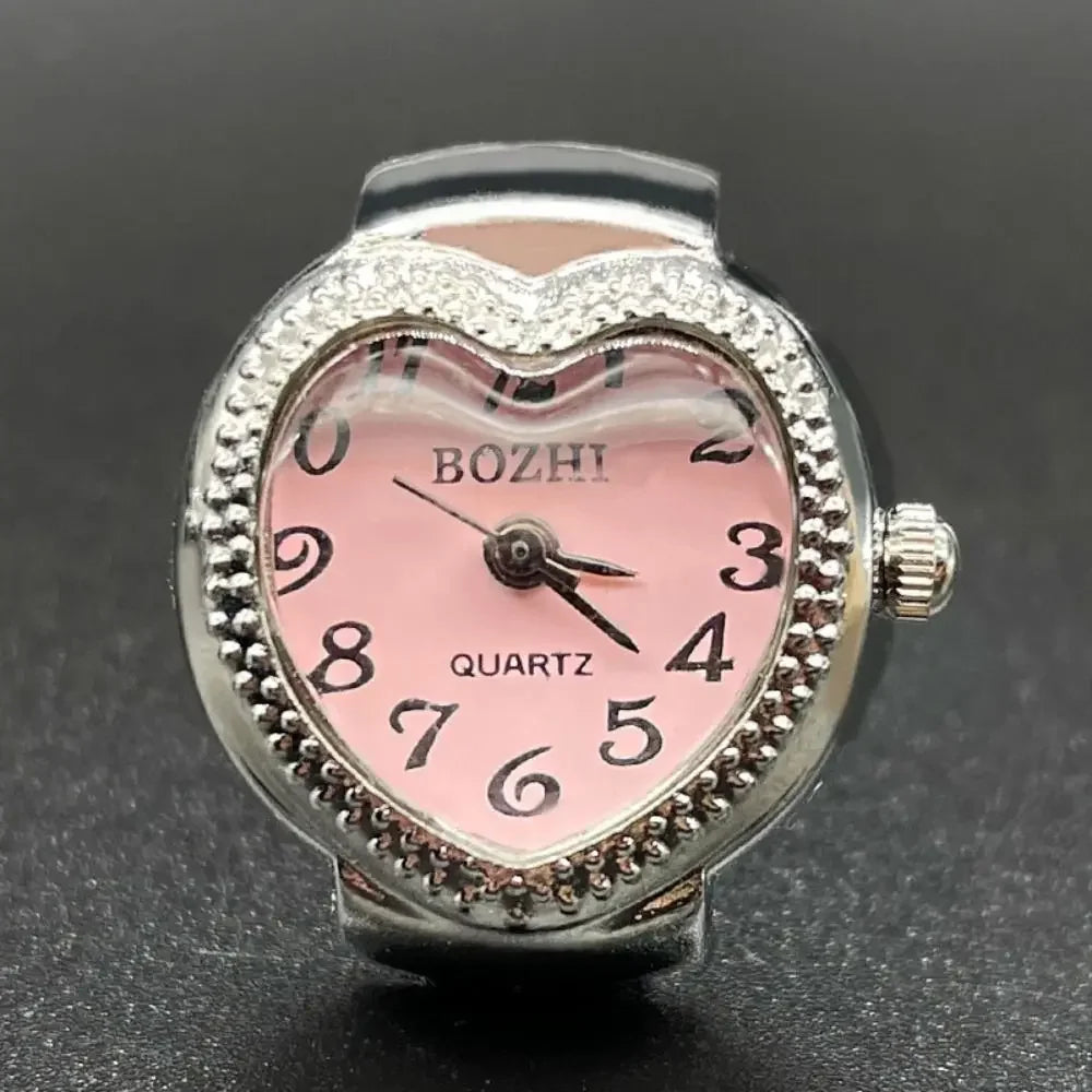 Vintage Finger Watch Ring — Heart Clock Punk Couple Ring