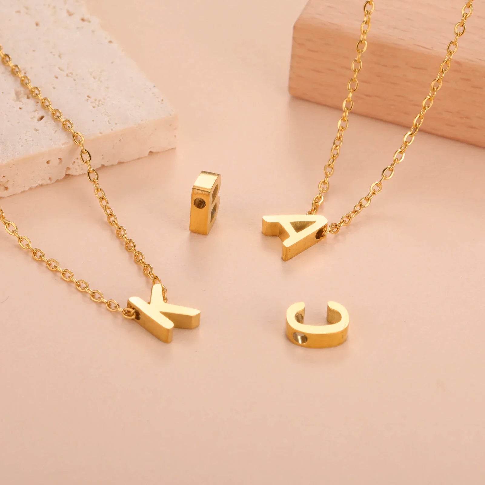 Initial Letter Pendant Necklace A-Z — Gold & Silver