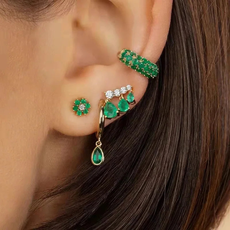 Multicolor Zircon Water Drop Hoop Earrings