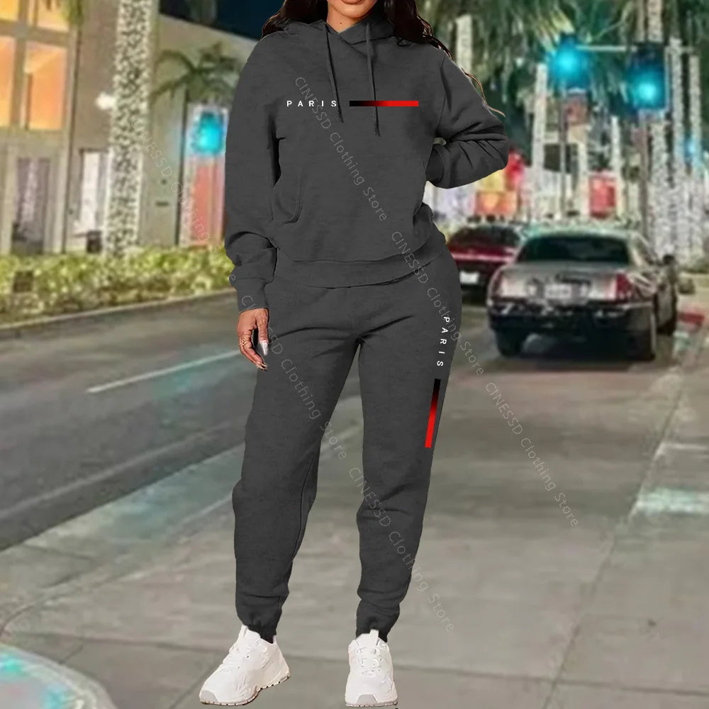 Women's Paris Print Hoodie & Jogger Set