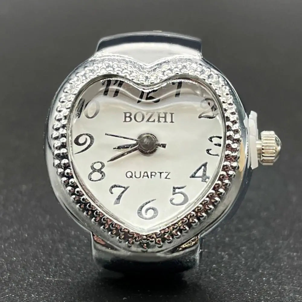 Vintage Finger Watch Ring — Heart Clock Punk Couple Ring