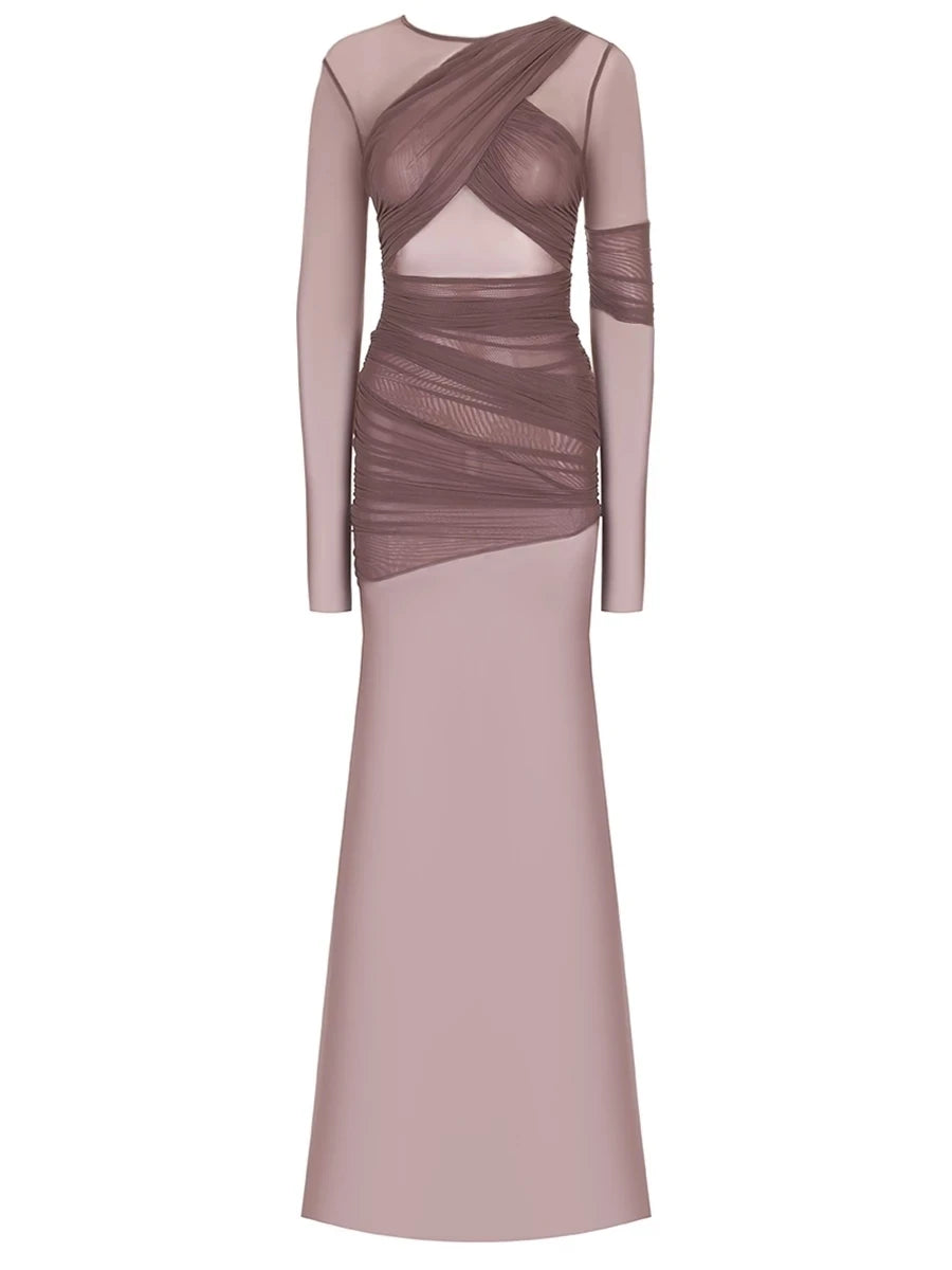 Women's Mesh Patchwork Bodycon Evening Dress
