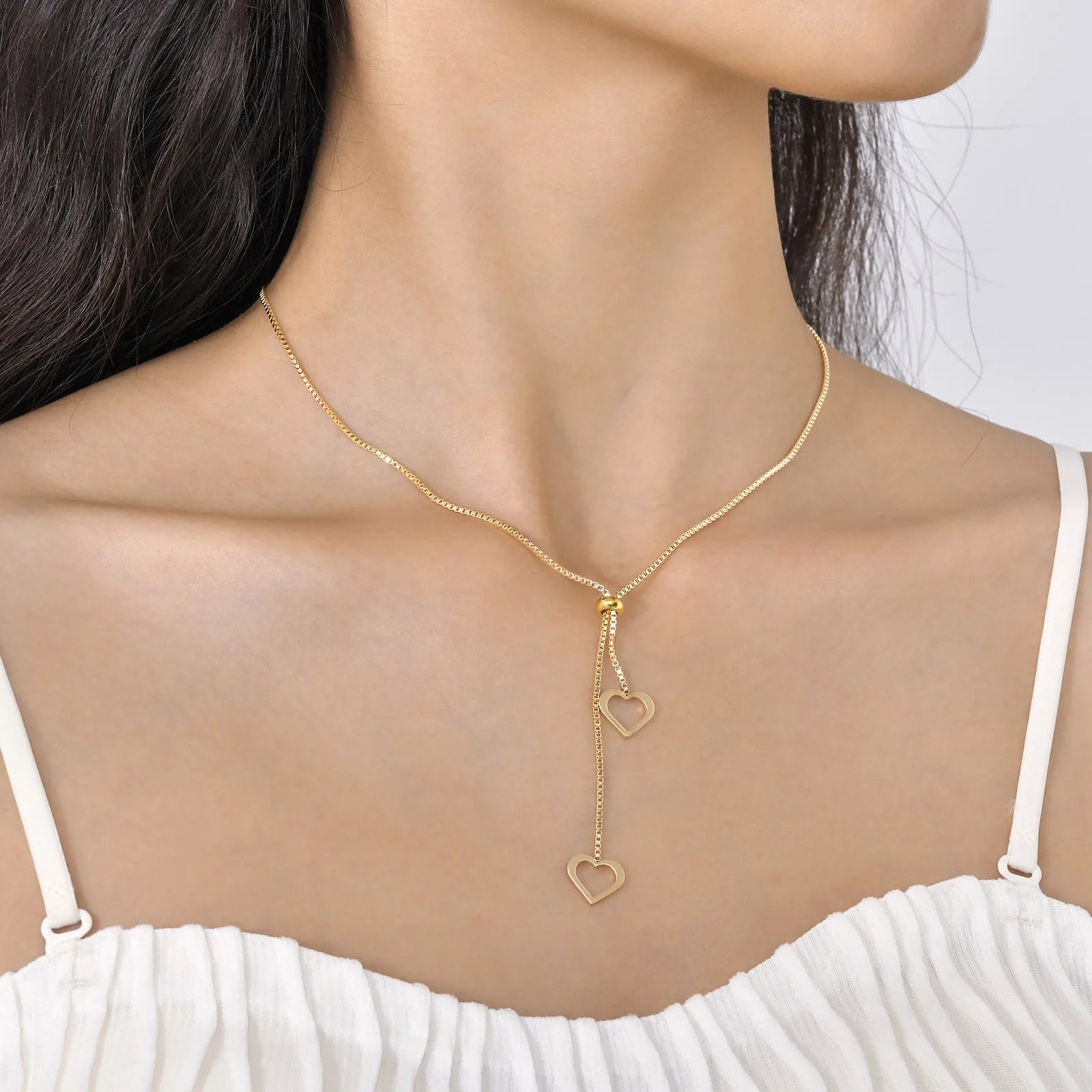 Heart & Butterfly Y-Necklace — Simple Sweater Chain