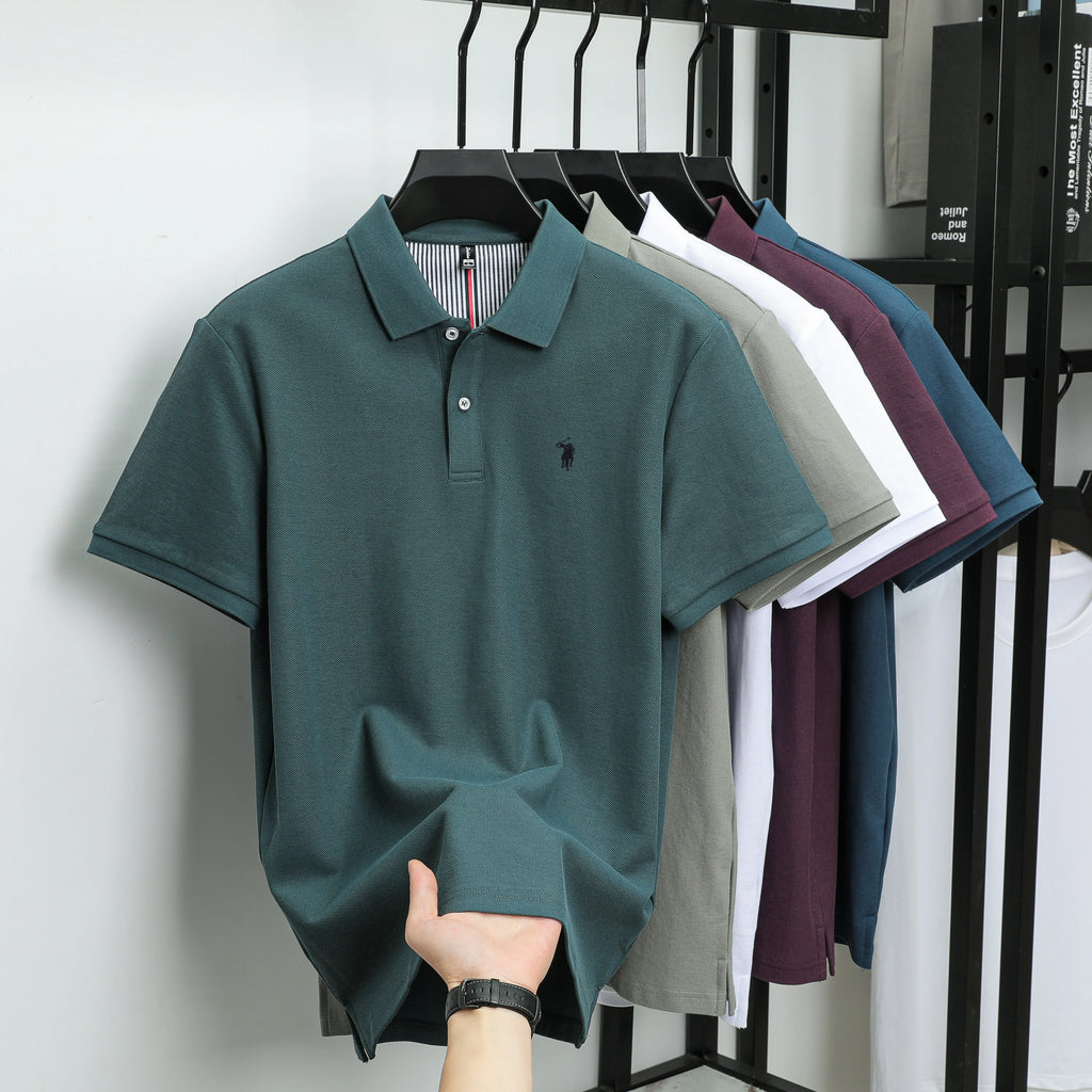 100% pure cotton fashionable men's shortsleeved polo shirt summer new business casual top exquisite brand pony embroidery Tshirt