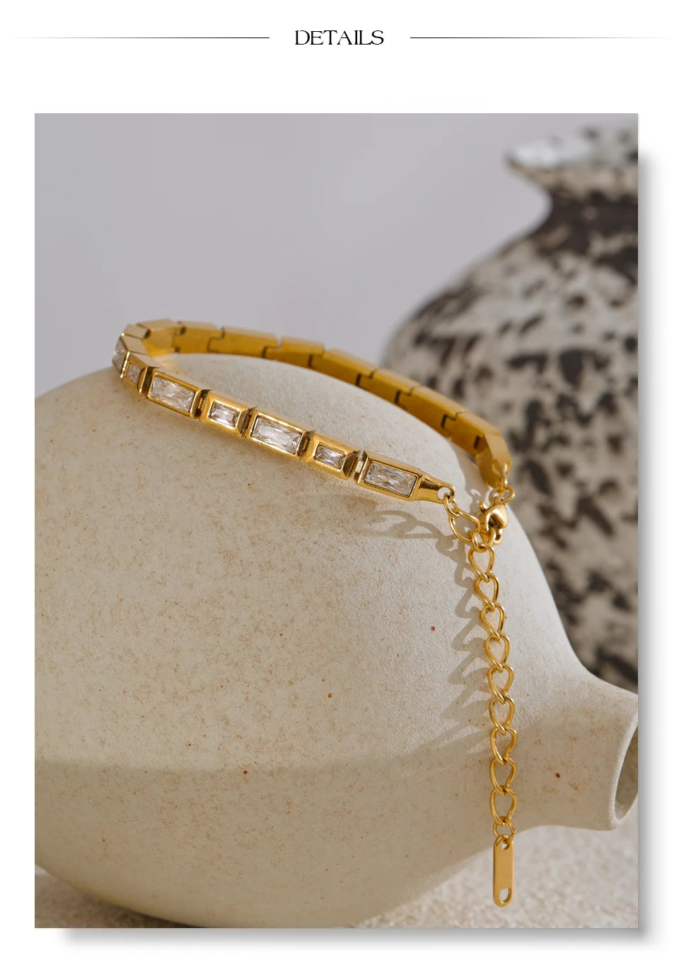 Premium Cubic Zirconia Chain Bracelet — Waterproof Stainless Steel