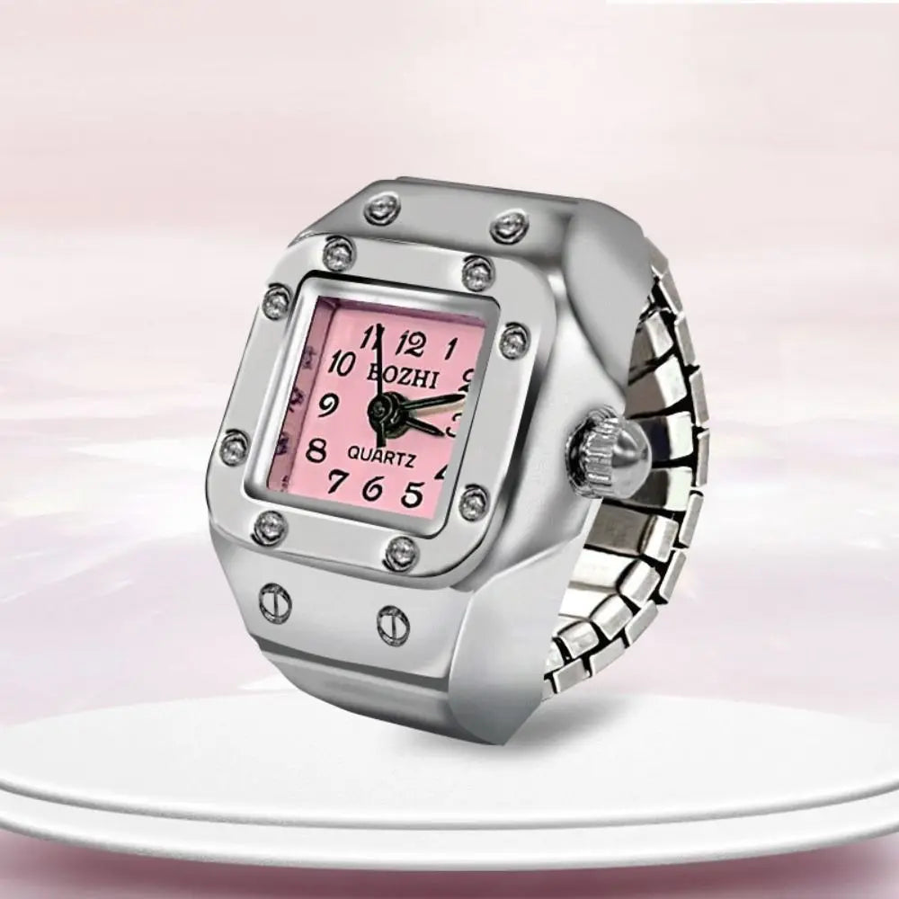 Vintage Finger Watch Ring — Heart Clock Punk Couple Ring
