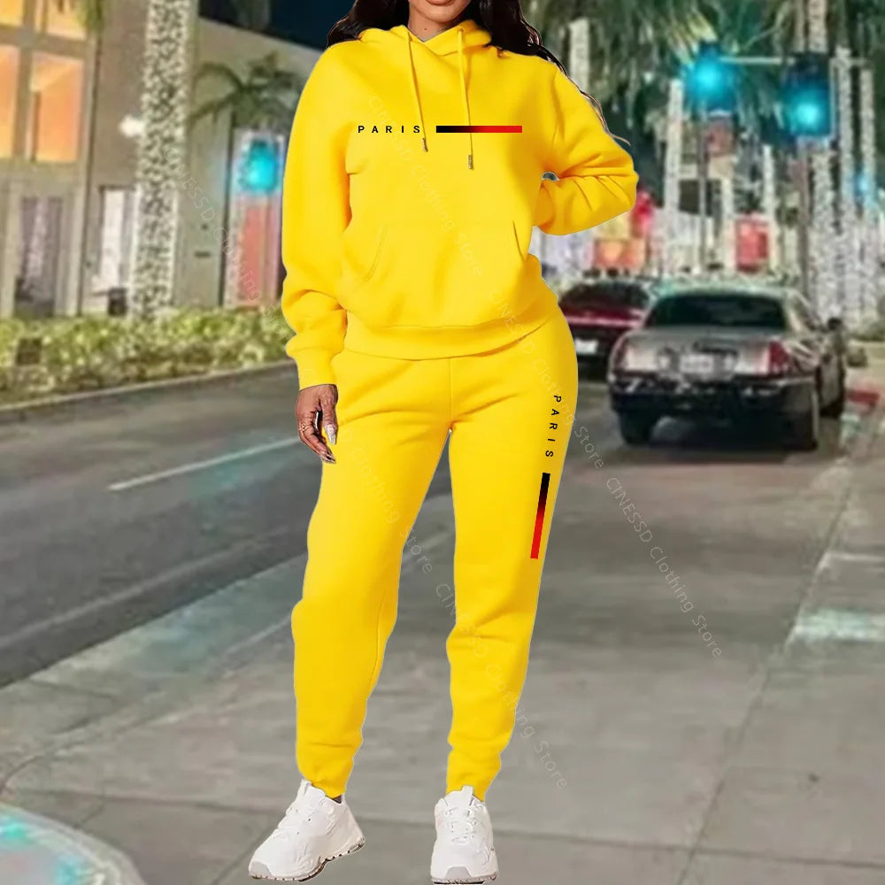 Women's Paris Print Hoodie & Jogger Set