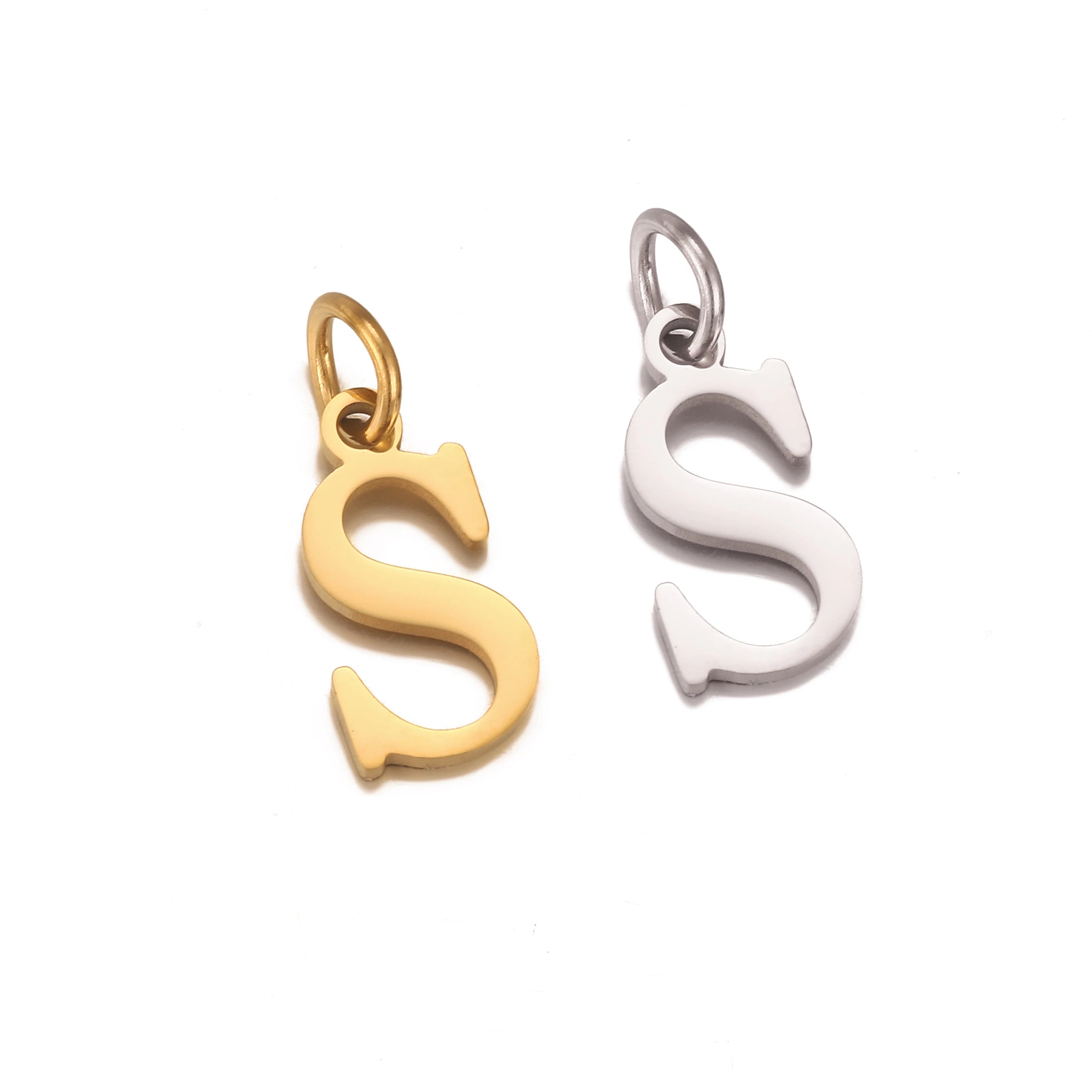 5pcs Stainless Steel Initial Letter Charms A-Z — Gold & Silver