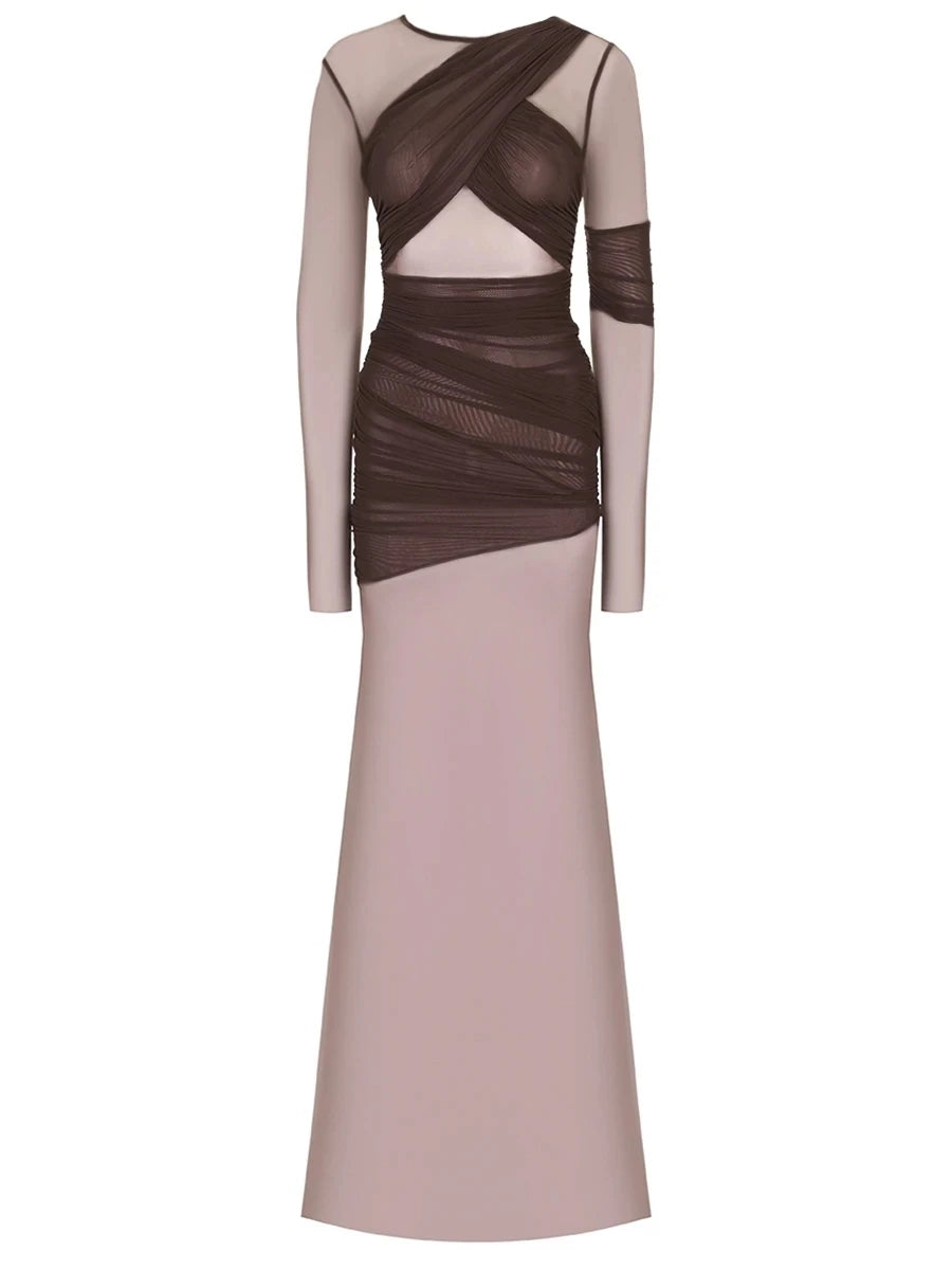 Women's Mesh Patchwork Bodycon Evening Dress