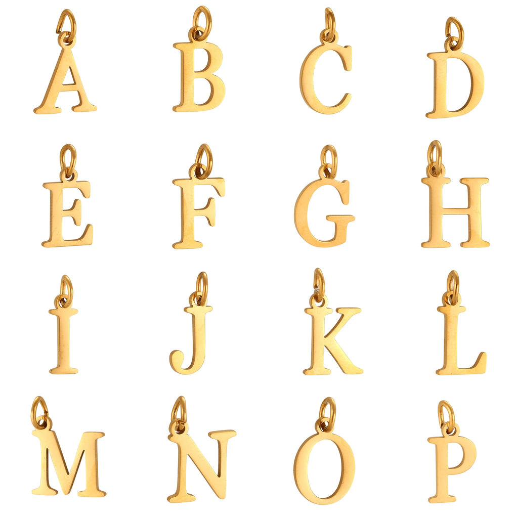5pcs Stainless Steel Initial Letter Charms A-Z — Gold & Silver