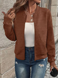 Women's Zipper Baseball Jacket – Casual Solid Colour Coat