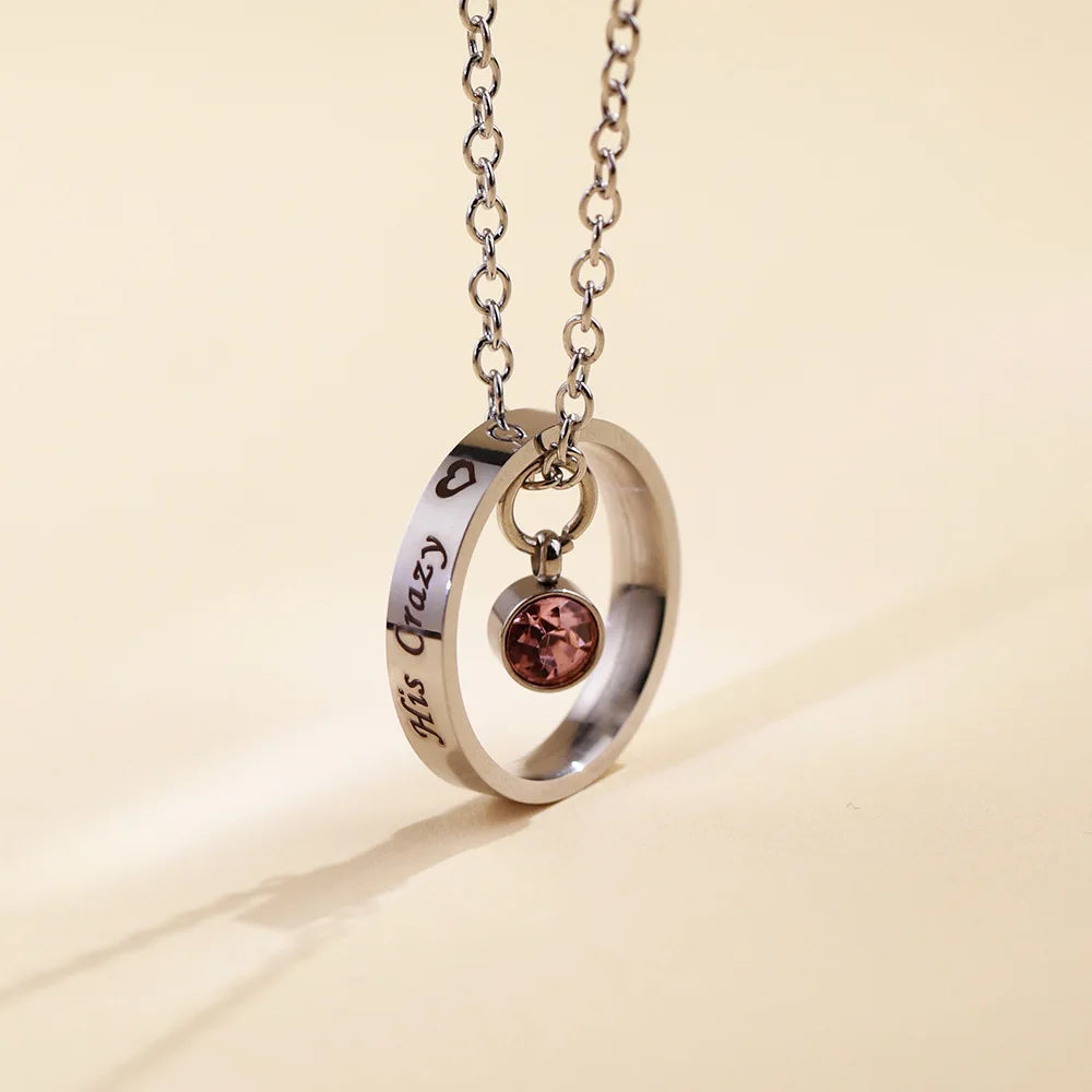 Personalised Carved Name Birthstone Pendant Necklace