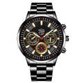Fashion Mens Watches Set Luxury Men Sports Black Stainless Steel Quartz Watch Man Business Casual Wrist Watch