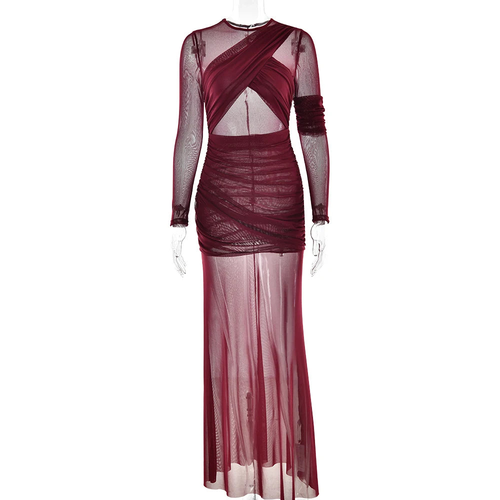 Women's Mesh Patchwork Bodycon Evening Dress