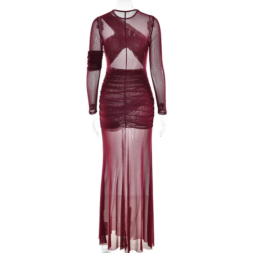 Women's Mesh Patchwork Bodycon Evening Dress
