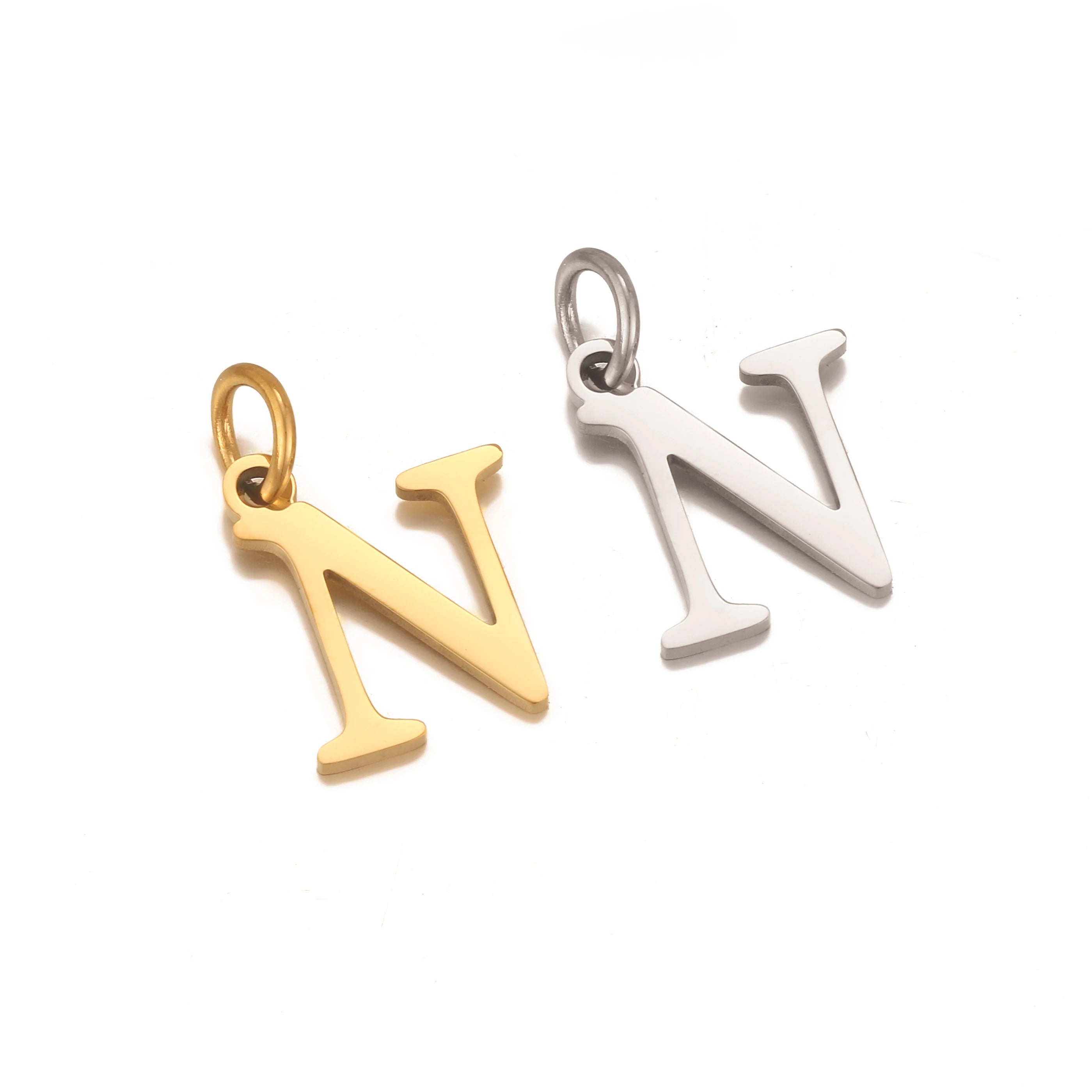 5pcs Stainless Steel Initial Letter Charms A-Z — Gold & Silver