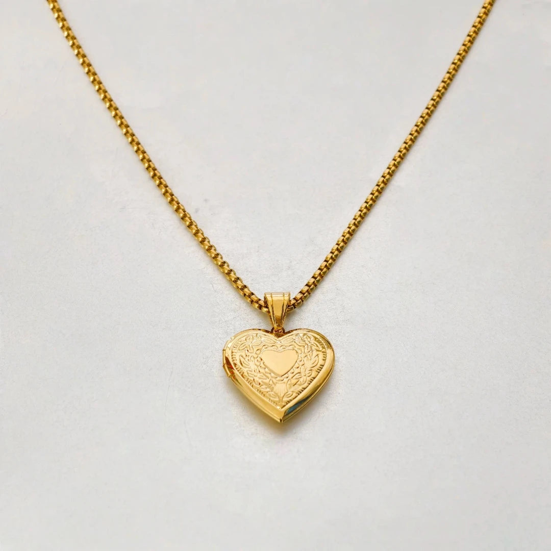 Heart Locket Pendant Necklace — Gold & Silver