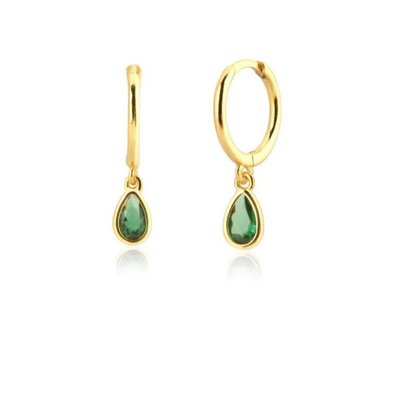Multicolor Zircon Water Drop Hoop Earrings