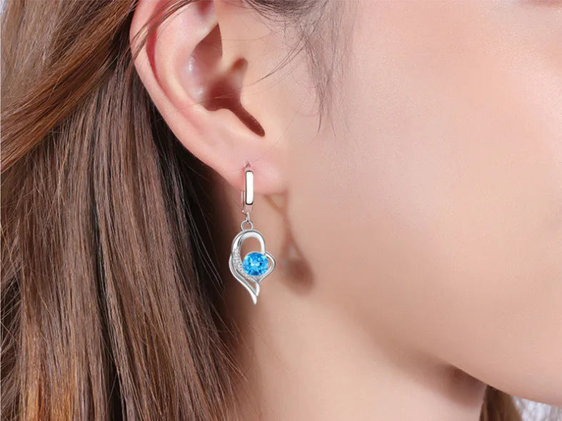 925 Sterling Silver Crystal Zircon Stud Earrings — Multi-Colour