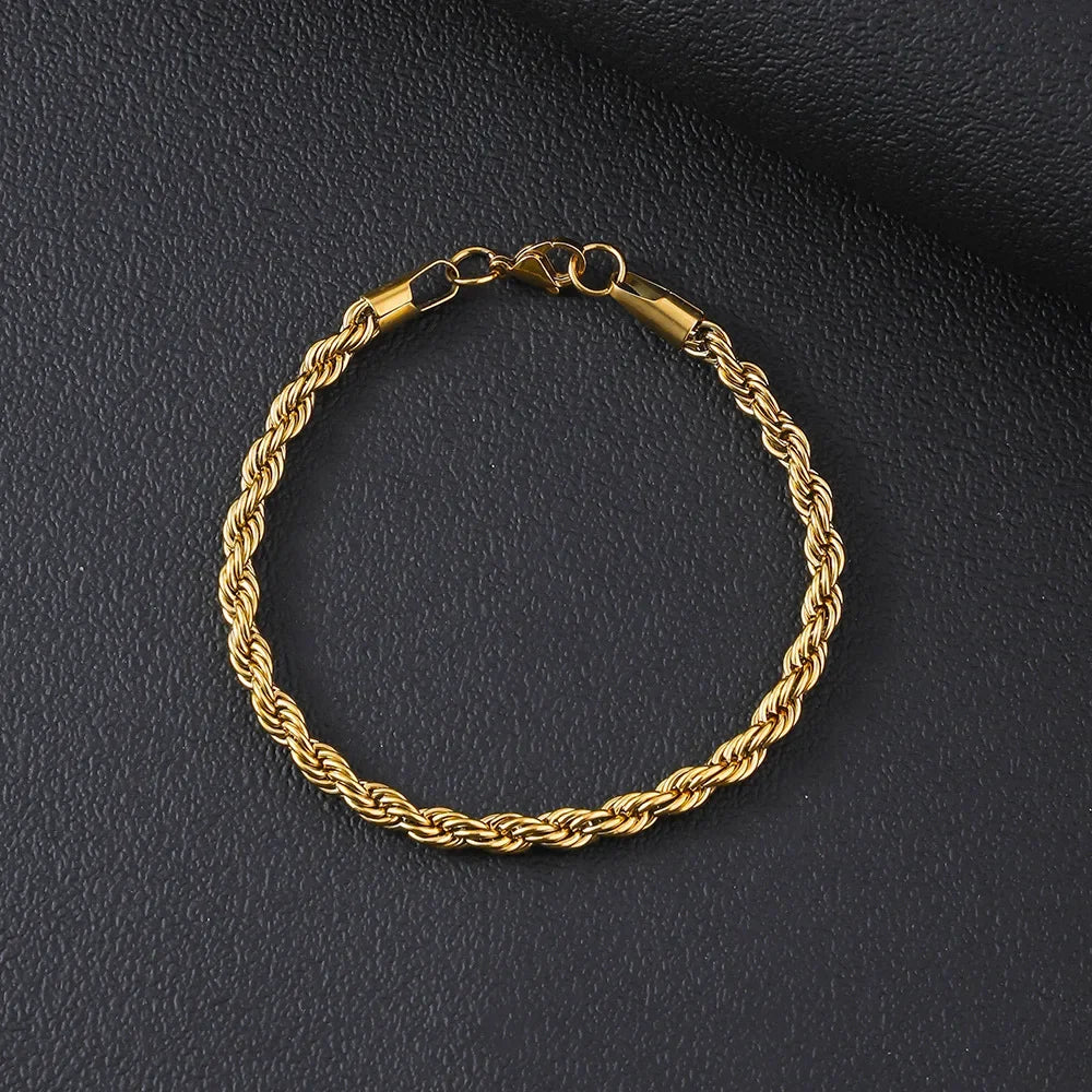 Twisted Rope Chain Bracelet — Gold & Silver