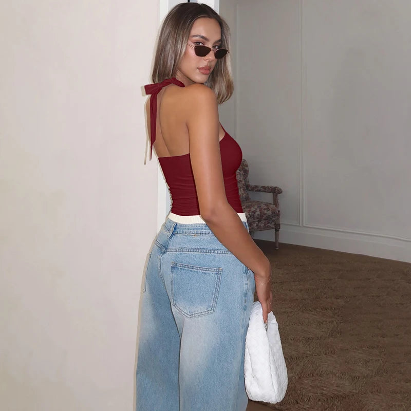 Women's Halter Backless Crop Top – Sexy Summer Tank Top