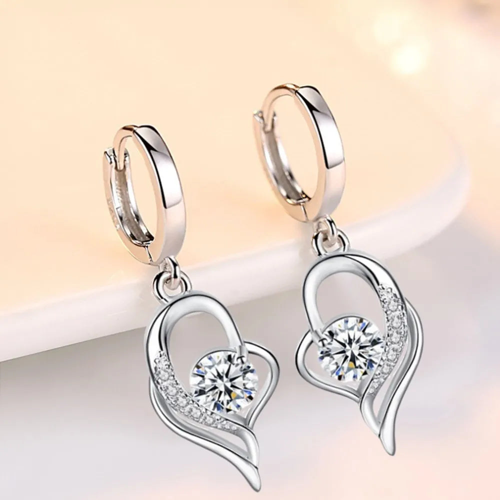 925 Sterling Silver Crystal Zircon Stud Earrings — Multi-Colour