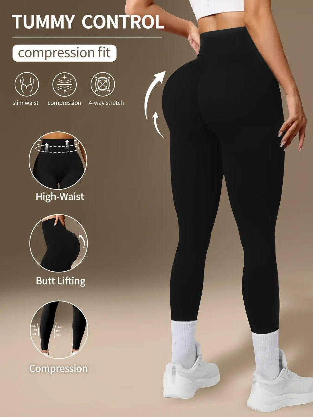 Women's High Waist Yoga Leggings – Slim Fit Sport Pants