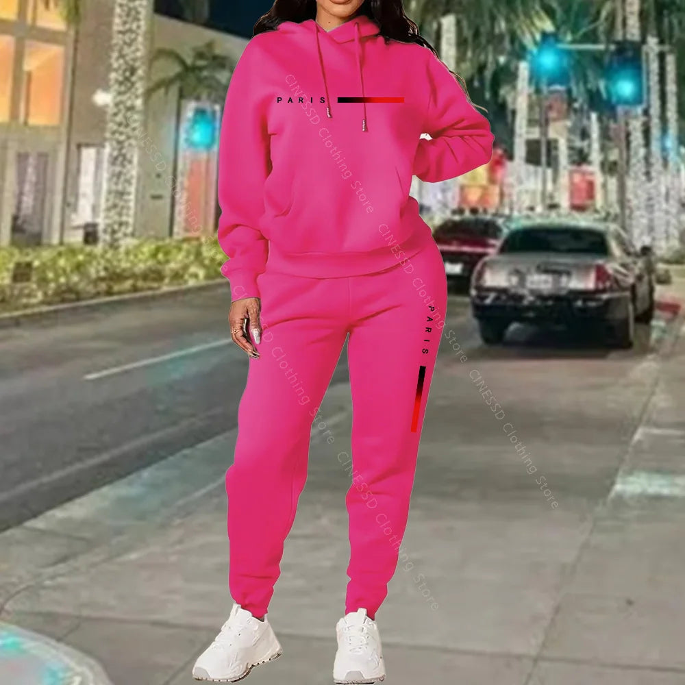 Women's Paris Print Hoodie & Jogger Set