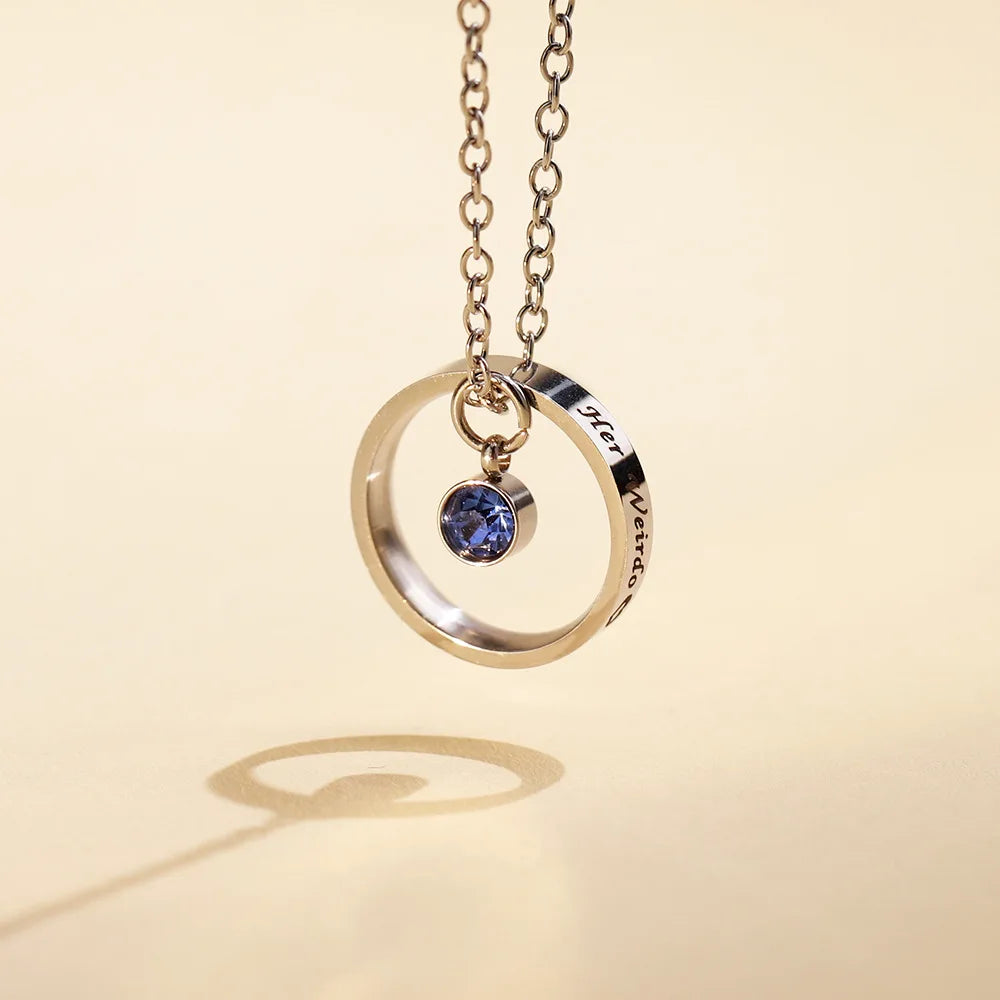 Personalised Carved Name Birthstone Pendant Necklace