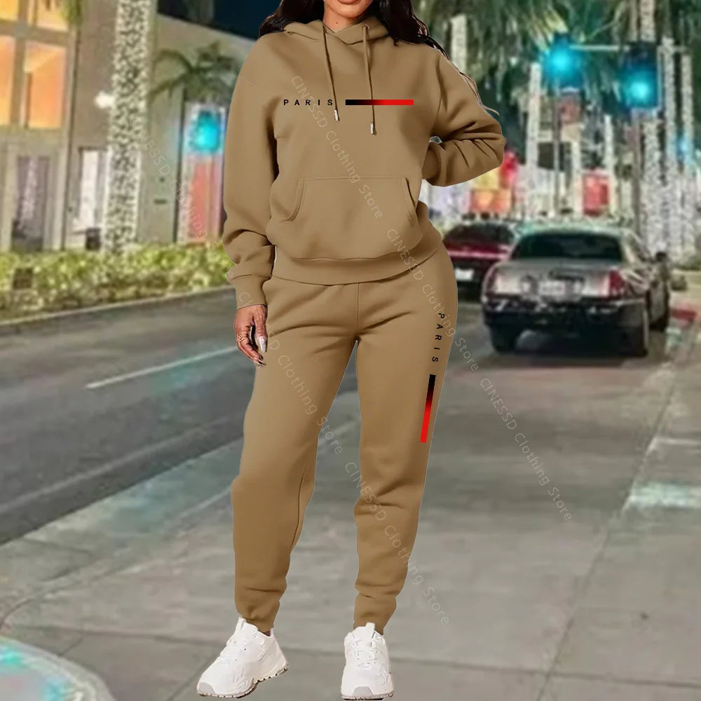 Women's Paris Print Hoodie & Jogger Set